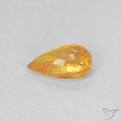 Safira Laranja Médio Natural 0.50ct, Formato de pêra, VVS