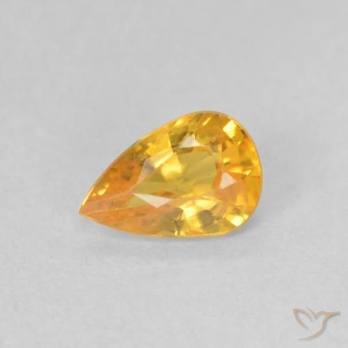 0.41ct Natural Dourado médio Safira, Formato de pêra, VVS-VS