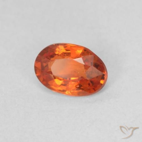 Safira laranja avermelhado Natural 0.54ct, oval, VVS