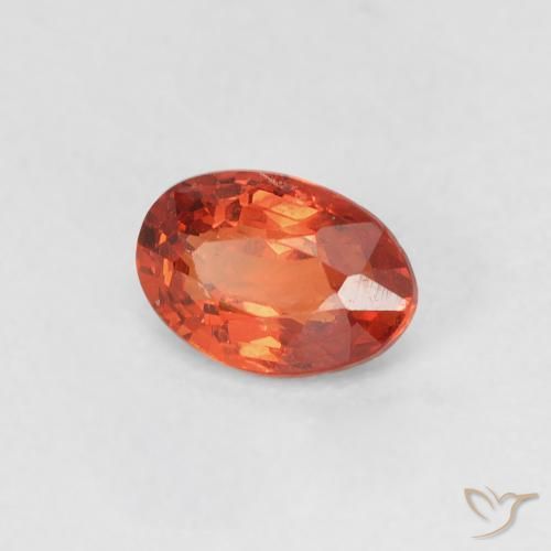 Safira laranja avermelhado Natural 0.63ct, oval, VVS-VS