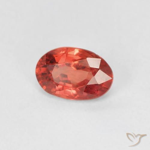 Safira vermelho médio Natural 0.56ct, oval, VVS-VS