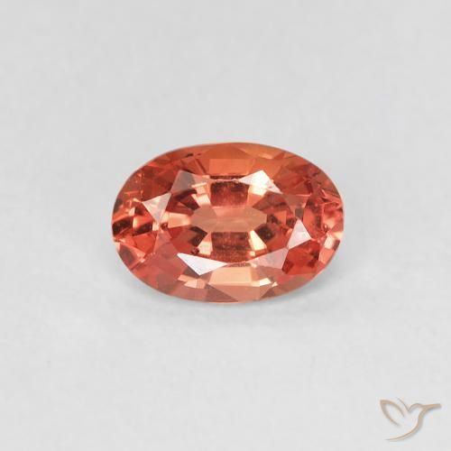 Safira Laranja Vermelho Natural 0.54ct, Corte Oval, VVS-VS