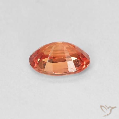 Safira Laranja Vermelho Natural 0.54ct, Corte Oval, VVS-VS
