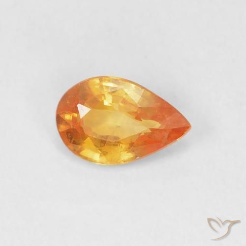 Safira Laranja brilhante Natural 0.52ct, Formato de pêra, VVS-VS
