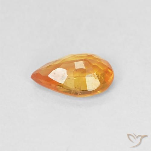 Safira Laranja brilhante Natural 0.52ct, Formato de pêra, VVS-VS