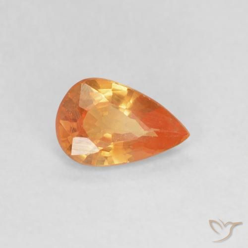 0.41ct Natural Laranja brilhante Safira, Formato de pêra, VVS-VS