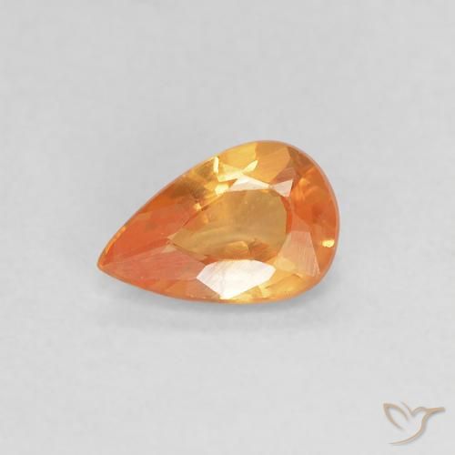 Safira Laranja brilhante Natural 0.41ct, Formato de pêra, VVS-VS