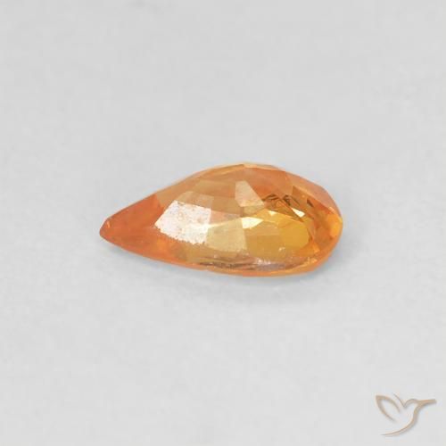 Safira Laranja brilhante Natural 0.41ct, Formato de pêra, VVS-VS