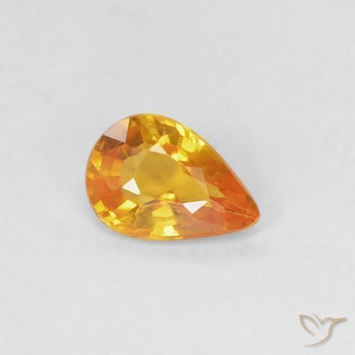 0.37ct Natural Laranja Médio Safira, Formato de pêra, VVS-VS