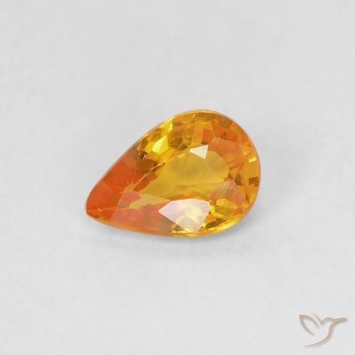 Safira Laranja Médio Natural 0.37ct, Formato de pêra, VVS-VS