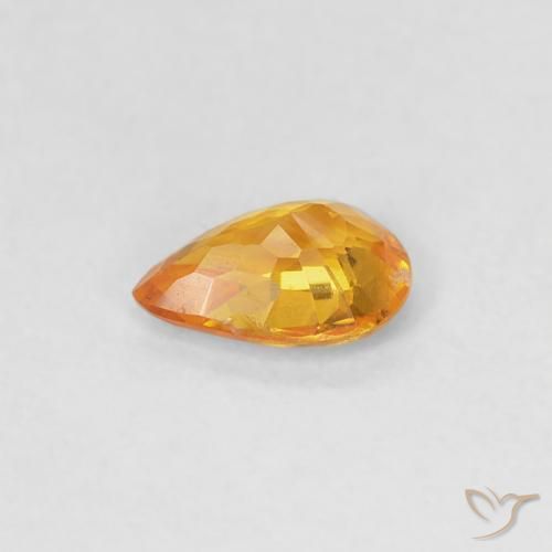 Safira Laranja Médio Natural 0.37ct, Formato de pêra, VVS-VS