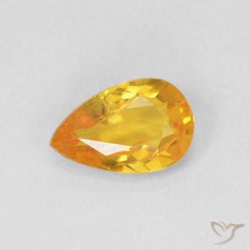 0.46ct Natural Laranja Médio Safira, Formato de pêra, VS