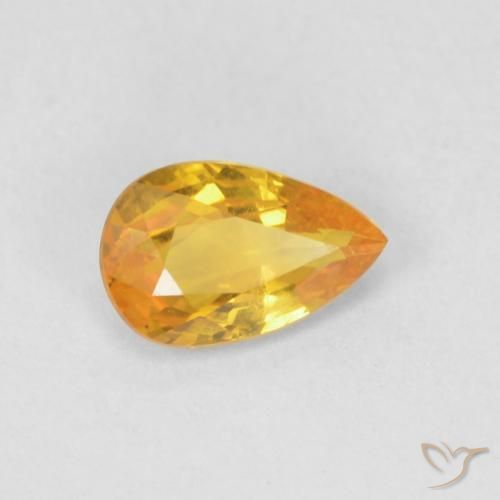 Safira Laranja Médio Natural 0.46ct, Formato de pêra, VS