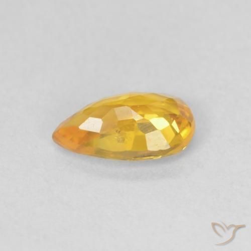 Safira Laranja Médio Natural 0.46ct, Formato de pêra, VS