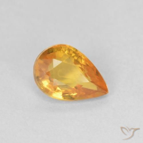 0.49ct Natural Laranja Médio Safira, Formato de pêra, VVS-VS