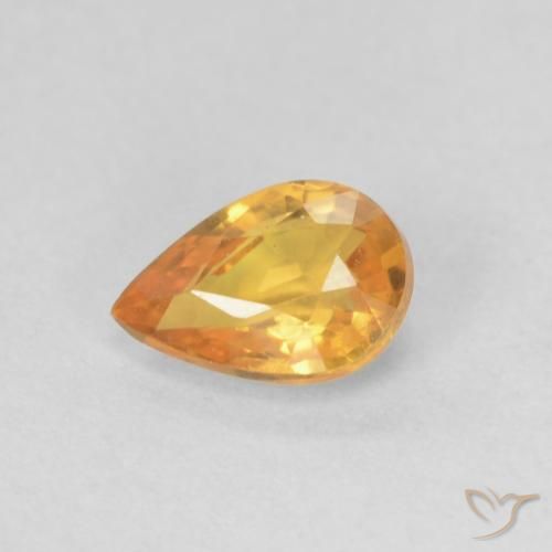 Safira Laranja Médio Natural 0.49ct, Formato de pêra, VVS-VS