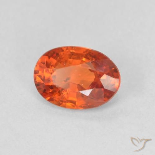 Safira laranja avermelhado Natural 0.55ct, oval, VS