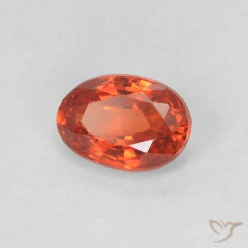 Safira laranja avermelhado Natural 0.55ct, oval, VVS-VS