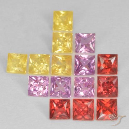 Pedras preciosas de Safira Multicolorido natural de 1.61 ct, Quadrado, VS