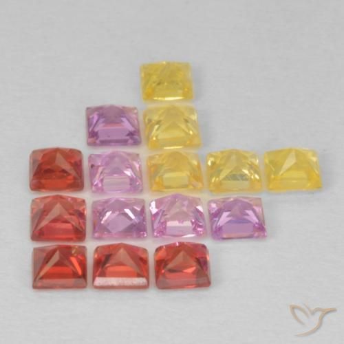 Pedras preciosas de Safira Multicolorido natural de 1.61 ct, Quadrado, VS