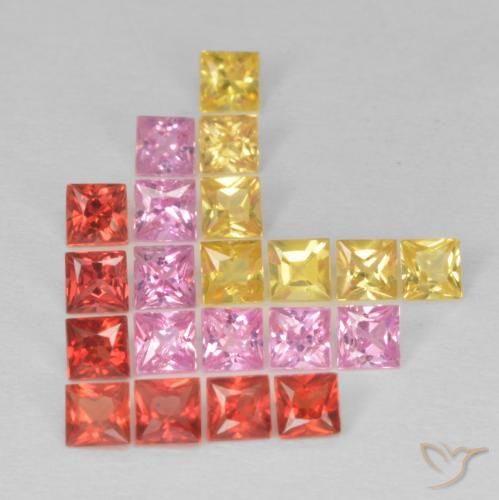 1.95ctw Natural Multicolorido Safira, Quadrado, VS