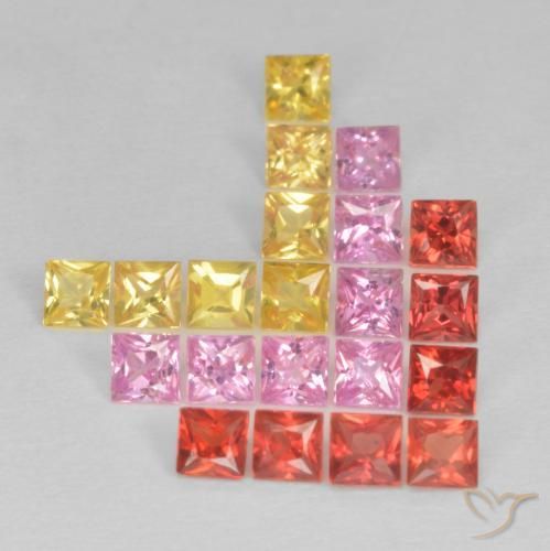 Pedras preciosas de Safira Multicolorido natural de 1.95 ct, Quadrado, VS