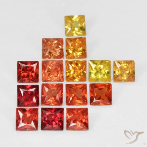 Pedras preciosas de safira multicolorido natural de 1,33 ct, quadrado, VS