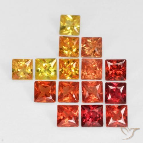 Pedras preciosas de safira multicolorido natural de 1,33 ct, quadrado, VS