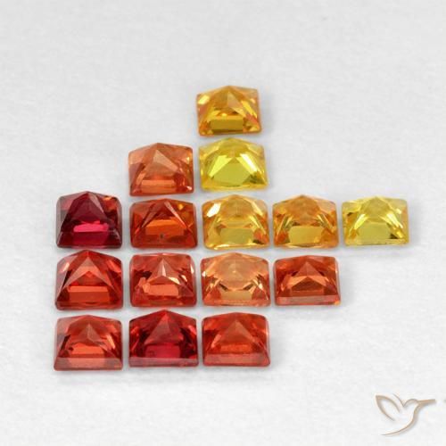 Pedras preciosas de safira multicolorido natural de 1,33 ct, quadrado, VS