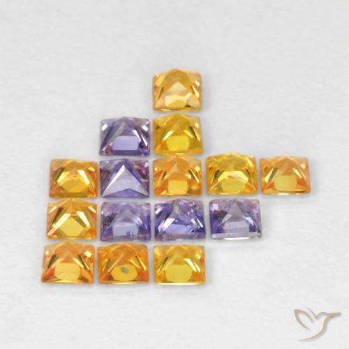 Pedras preciosas de Safira Multicolorido natural de 1.09 ct, Quadrado, VS
