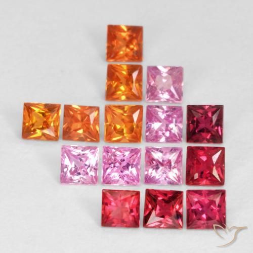 Pedras preciosas de Safira Multicolorido natural de 1.64 ct, Quadrado, VS