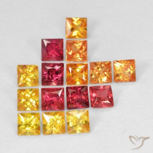 1.24ctw Natural Multicolorido Safira, Quadrado, VS