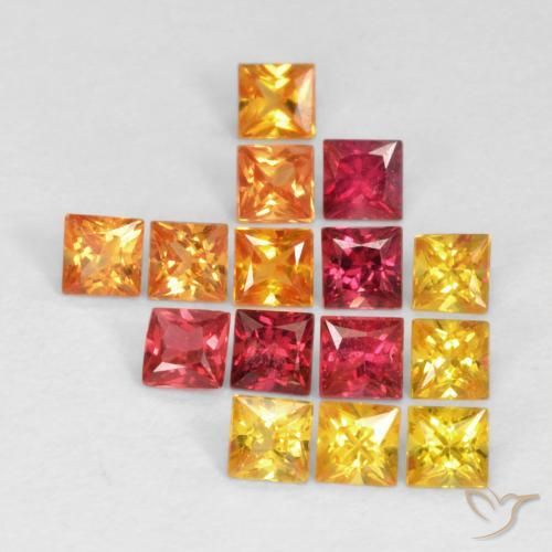 Pedras preciosas de Safira Multicolorido natural de 1.24 ct, Quadrado, VS