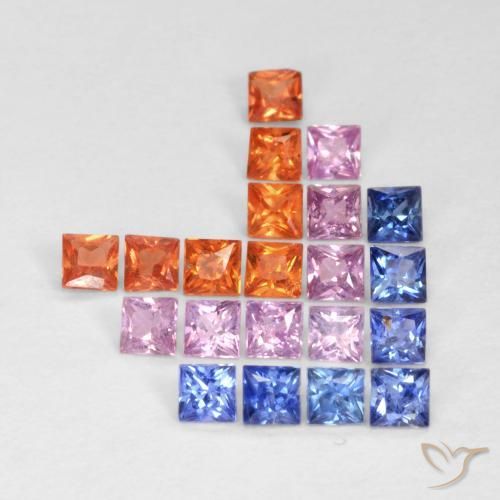 Pedras preciosas de Safira Multicolorido natural de 1.49 ct, Quadrado, VS