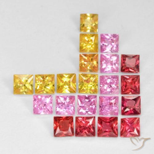 Pedras preciosas de Safira Multicolorido natural de 1.98 ct, Quadrado, VS