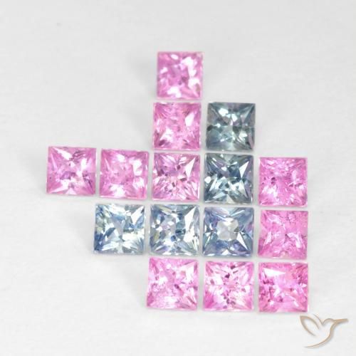 Pedras preciosas de Safira Multicolorido natural de 1.66 ct, Quadrado, VS