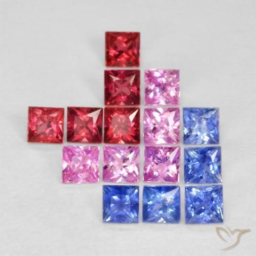 Pedras preciosas de Safira Multicolorido natural de 1.58 ct, Quadrado, VS