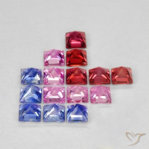 Pedras preciosas de Safira Multicolorido natural de 1.58 ct, Quadrado, VS