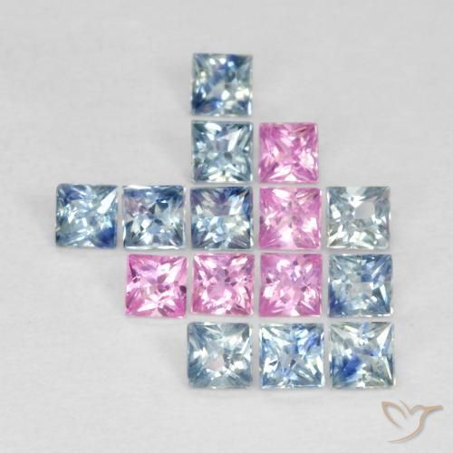 Pedras preciosas de Safira Multicolorido natural de 1.78 ct, Quadrado, VS