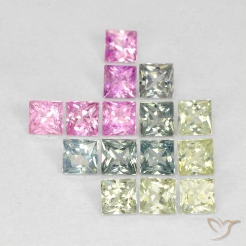 Pedras preciosas de Safira Multicolorido natural de 1.65 ct, Quadrado, VS
