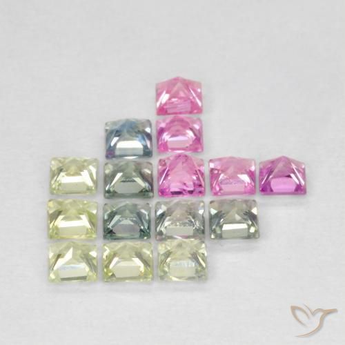 Pedras preciosas de Safira Multicolorido natural de 1.65 ct, Quadrado, VS