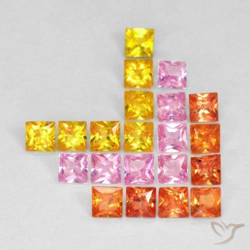 Pedras preciosas de Safira Multicolorido natural de 1.54 ct, Quadrado, VS