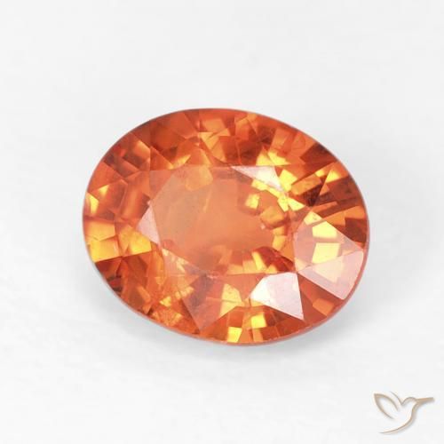 Safira fogo laranja Natural 0.77ct, oval, VS