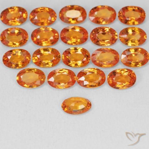 Safira Laranja brilhante Natural 0.59ct, oval, VVS-VS