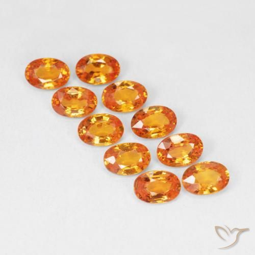 Safira Laranja Médio Natural 0.56ct, oval, VVS-VS