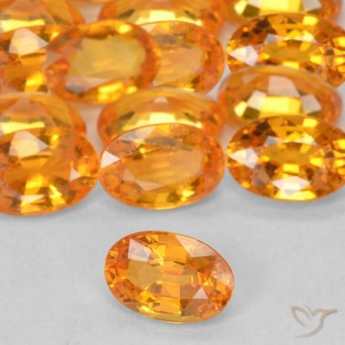 Safira laranja avermelhado Natural 0.62ct, oval, VVS-VS