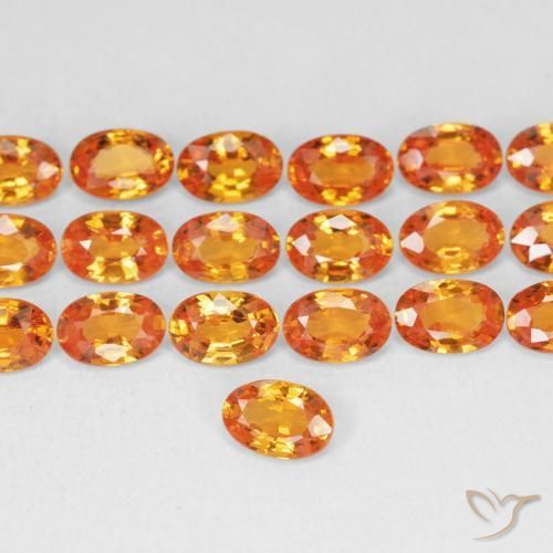 Safira laranja avermelhado Natural 0.58ct, oval, VVS-VS