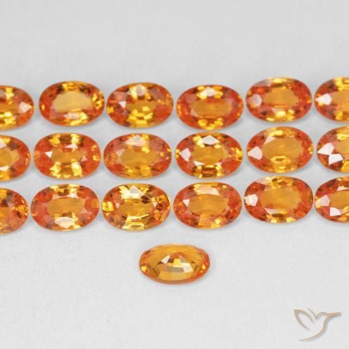 Safira laranja avermelhado Natural 0.58ct, oval, VVS-VS