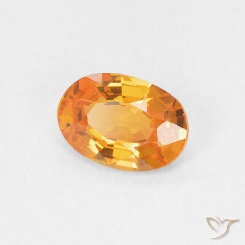 Safira Laranja brilhante Natural 0.64ct, oval, VVS-VS