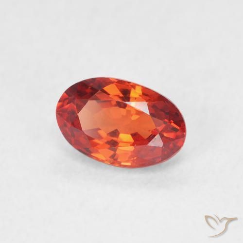 Safira vermelho médio Natural 0.74ct, oval, VVS-VS